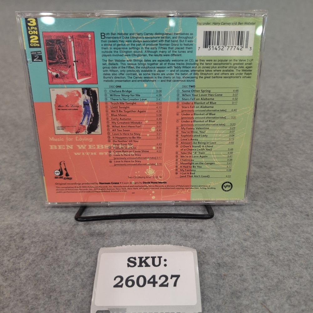 Ben‎ Webster Music for Loving with Strings 2-CD Set Verve Jazz 3145277742 260427 - Picture 2 of 2